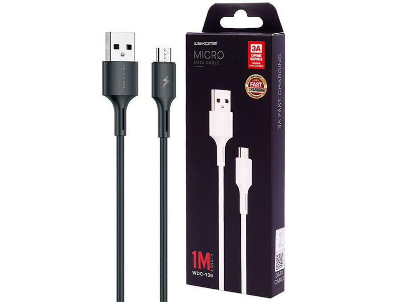 کابل میکرو یو اس بی فست شارژ Wekome Upine WDC-136 3A 1m