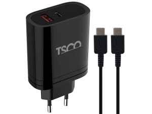 شارژر دیواری فست شارژ TSCO TTC 66 2Port QC3.0 PD 3A 38W Type-C + کابل تبدیل تایپ سی