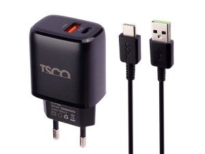 شارژر دیواری فست شارژ TSCO TTC 65 QC3.0 PD 3A 20W + کابل تایپ سی