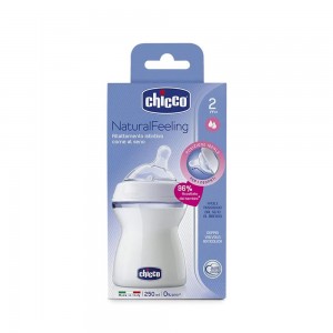 شیشه شیر  +2 ماه چیکو chicco مدل نچرال فیلینگ گنجایش ۲۵۰ میلی لیتر