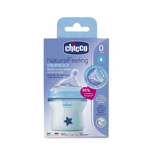 شیشه شیر +0 ماه چیکو chicco مدل نچرال فیلینگ گنجایش 150 میلی لیتر