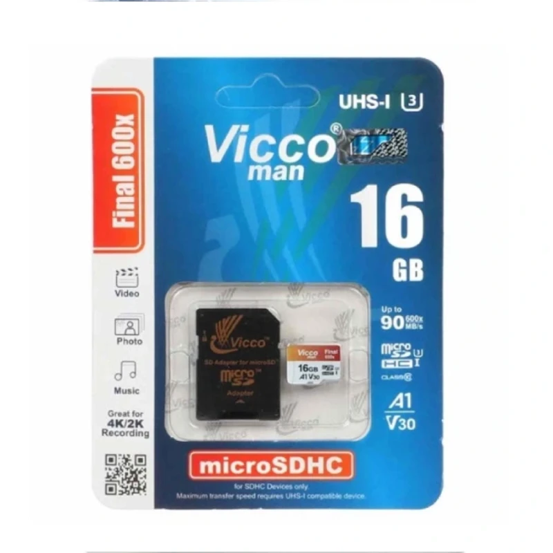 کارت حافظه ویکومن ظرفیت 16G سرعت 90MBps با SD آداپتور
