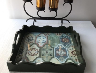 سینی دکوپاژ مربع 20*20 کد 33