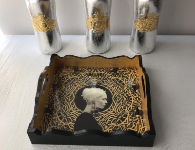 سینی دکوپاژ مربع 20*20 کد 22