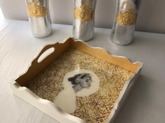 سینی دکوپاژ مربع 25*25 کد 23