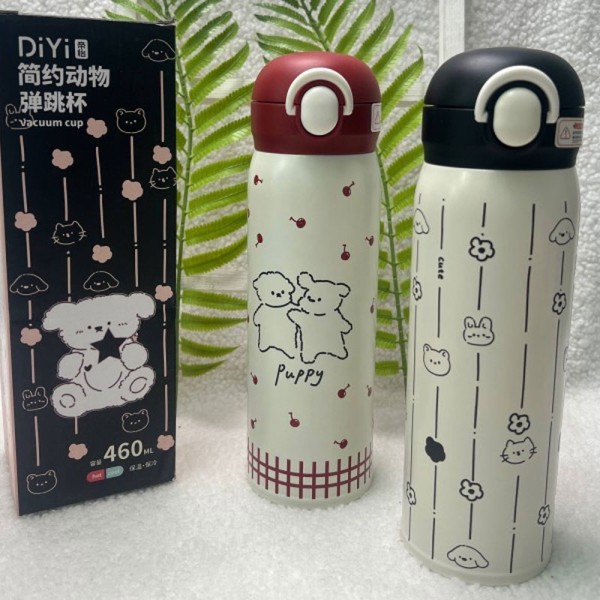 فلاسک استیل آسان نوش حجم 460 میلی لیتر دارای دستگیره سیلیکونی DIYI