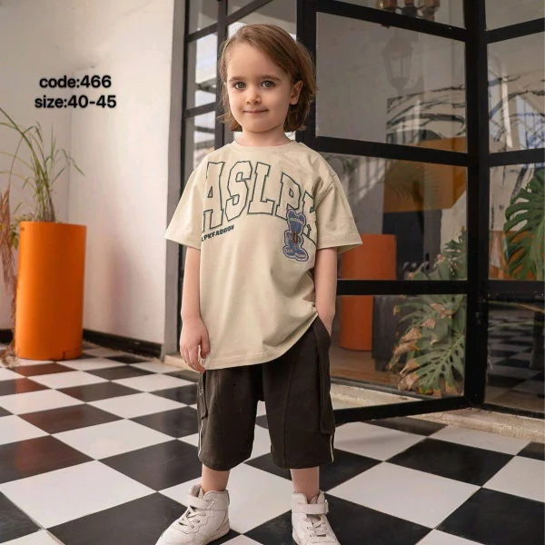 ست تیشرت شلوارک پسرانه مدل مانی کد001، رنگبندی مطابق تصویر