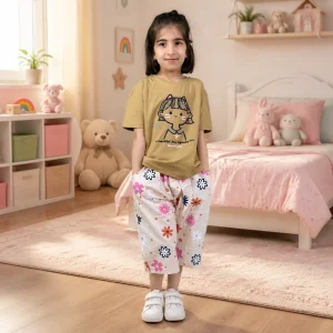 ست تیشرت وشلوارک دخترانه مدل تارا کد002، رنگبندی مطابق تصویر