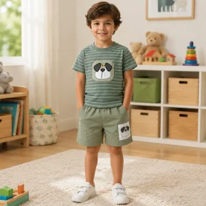 ست تیشرت شلوارک پسرانه مدل اهورا کد004،رنگبندی مطابق تصویر
