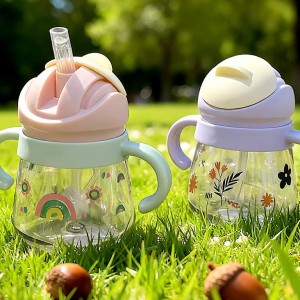 لیوان آبمیوه خوری نی دار و سوپاپ دار 260 میلی لیتر دارای درب کشویی