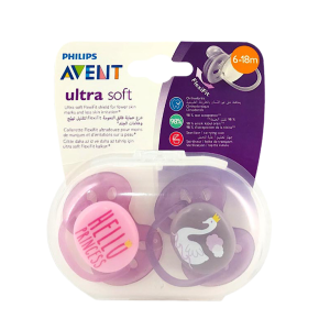 پستانک ارتودنسی دو عددی نوزادی 18-6 ماه مدل ultra soft doux فیلیپس اونت philips avent