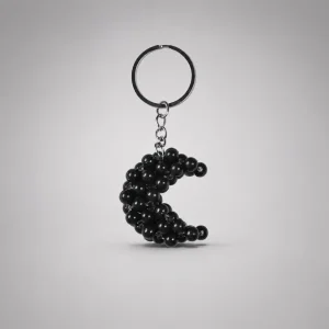 جاکلیدی طرح ماه مهره‌ای مشکی