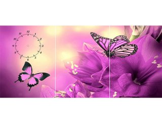 ساعت دیواری تابلوای سه تکه مدل پروانه