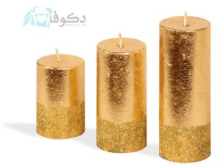 شمع استوانه ای با ورق طلا