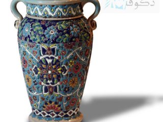 گلدان سفالی طرح مینا کاری