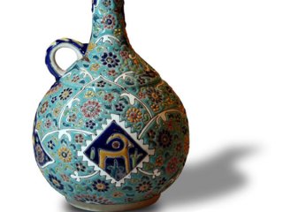 بطری سفالی طرح مینا کاری