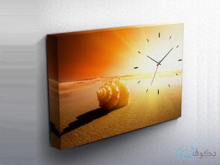 ساعت دیواری تابلوای طرح غروب آفتاب و حلزون