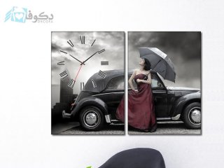 ساعت دیواری تابلو ای دو تکه طرح غروب عشق