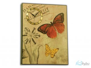 ساعت دیواری تابلوای طرح پروانه 01