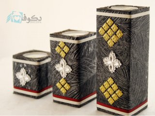 شمع سه تکه مشکی طرح دار