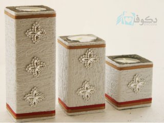 شمع سه تکه سفید طرح دار