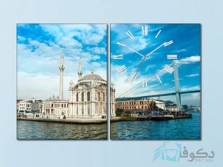 ساعت دیواری تابلوای دو تکه طرح ساحل