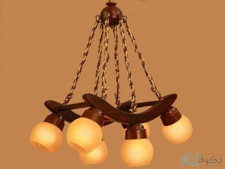 لوستر چوبی طرح 6شاخه منحنی