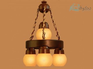 لوستر چوبی سه شاخه گرد-2