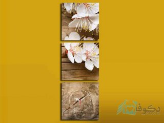 ساعت دیواری تابلوای 3 تکه مدل گل بهاری