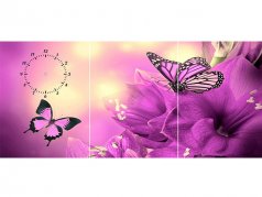 ساعت دیواری تابلوای سه تکه مدل پروانه