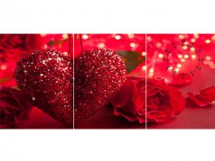 ساعت دیواری تابلوای سه تکه مدل قلب سرخ