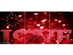 ساعت دیواری تابلوای سه تکه مدل LOVE