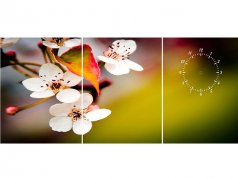 ساعت دیواری تابلوای سه تکه مدل شکوفه سفید