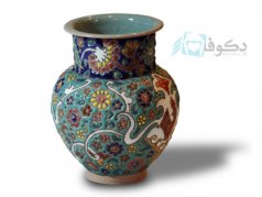 گلدان سفالی با طرح میناکاری