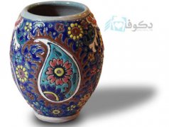 گلدان کوچک سفالی طرح مینا کاری
