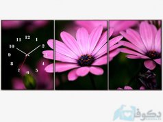 ساعت دیواری سه تیکه بابونه صورتی