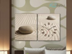 ساعت دیواری تابلو ای دو تکه طرح سنگ