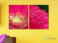 ساعت دیواری تابلو ای دو تکه طرح میخک