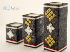 شمع سه تکه مشکی طرح دار