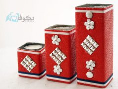 شمع سه تکه قرمز طرح دار