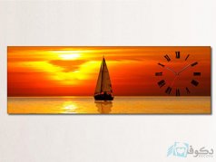 ساعت دیواری تابلوای طرح غروب آفتاب و قایق