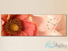 ساعت دیواری تابلوای طرح گل صورتی