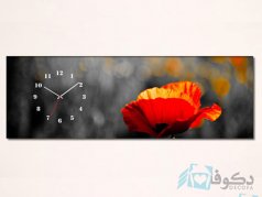 ساعت دیواری تابلوای طرح گل قرمز