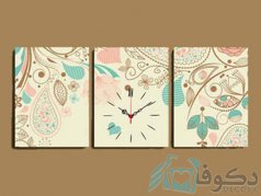 ساعت دیواری تابلوای 3تکه طرح ترمه