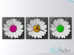 ساعت دیواری تابلوای 3تکه طرح میخک
