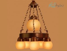 لوستر چوبی 5شاخه حباب دار