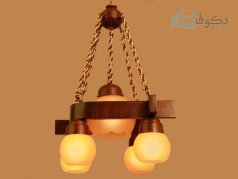 لوستر چوبی 4 شاخه فانتزی