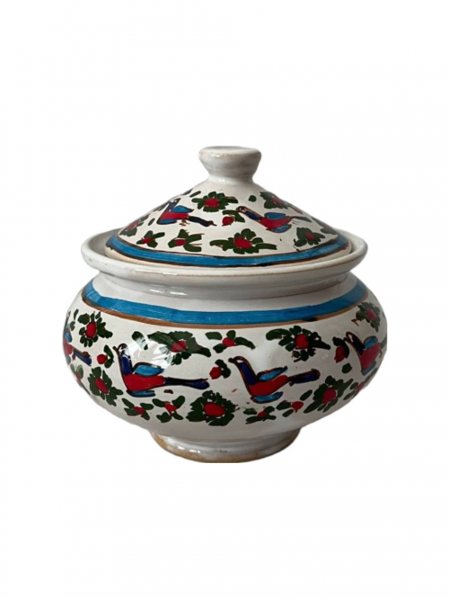 قندان سفالی مند طرح پرنده