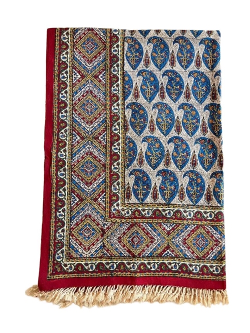 رومیزی قلمکار ۱ در ۱.۵ متر طرح بته آبی