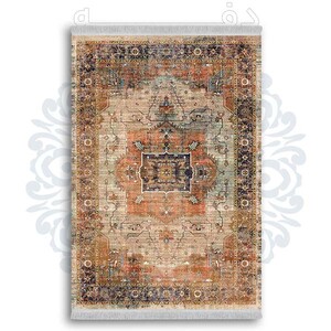 فرشینه از جنس پارچه هازان مخمل ترک طرح گلیم برند دفه کد DDGG 71